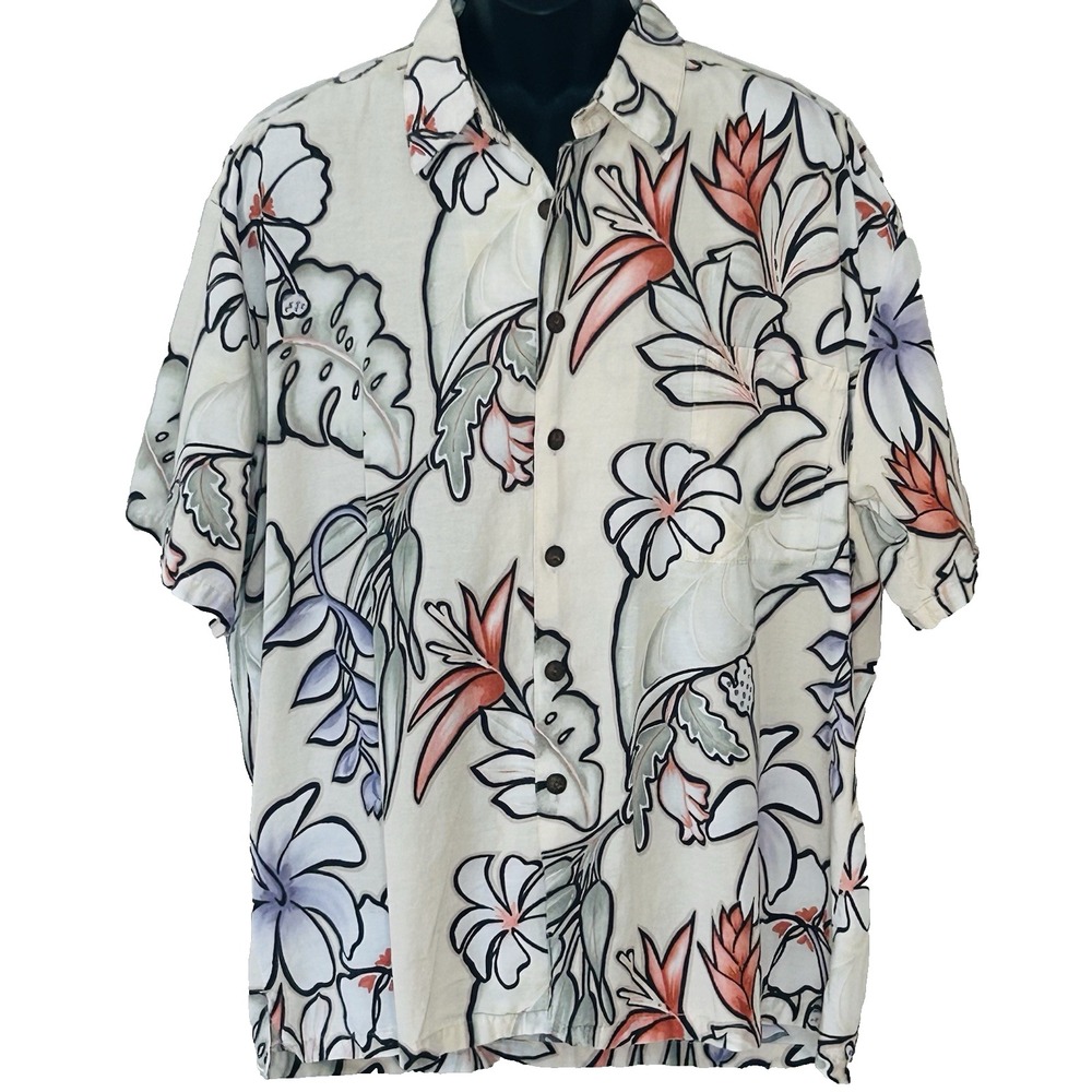 Vintage Men's Hawaiian Shirt XL John Severson Kahala Tropical Vacation Surfer